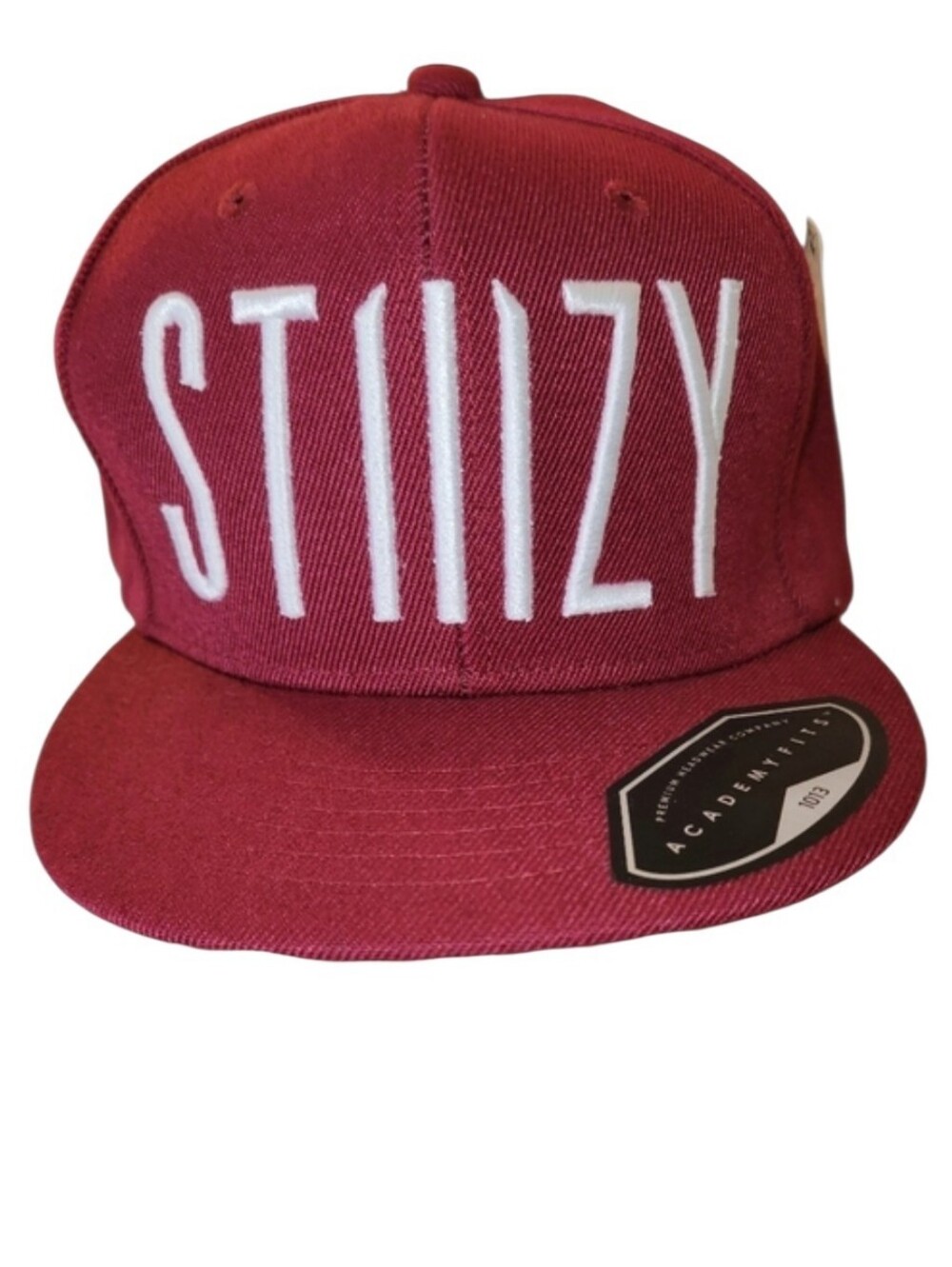 Stiiizy Dark Red Burgundy 6 Panel A-Frame Snapback Hat White Lettering OSFA